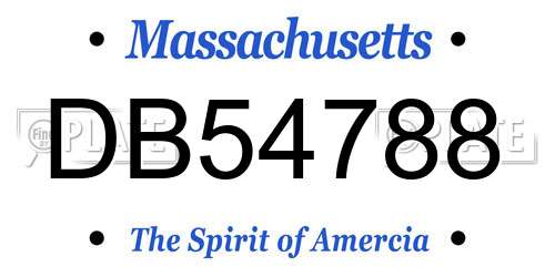 DB54788 Massachusetts License Plate