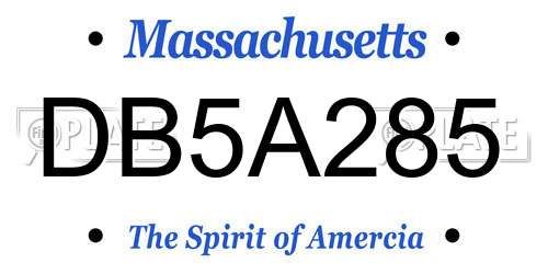 DB5A285 Massachusetts License Plate
