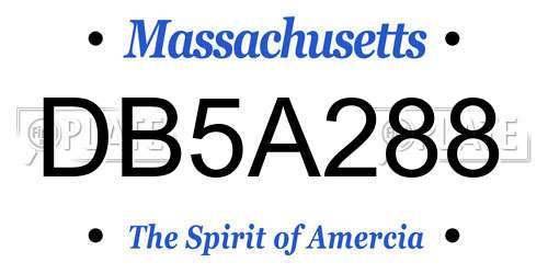 DB5A288 Massachusetts License Plate