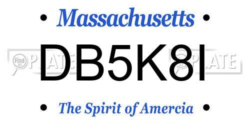 DB5K8I Massachusetts License Plate