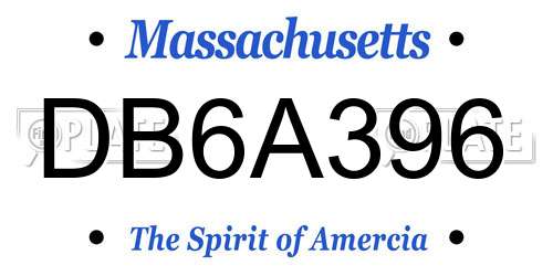 DB6A396 Massachusetts License Plate