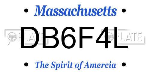 DB6F4L Massachusetts License Plate