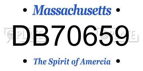 DB70659 Massachusetts License Plate