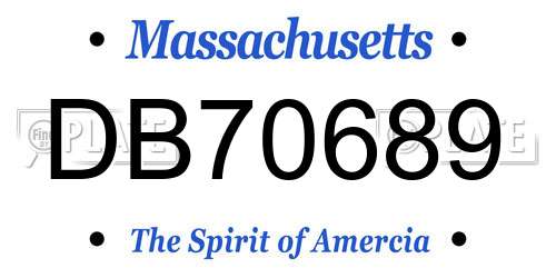 DB70689 Massachusetts License Plate
