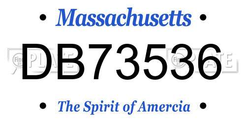 DB73536 Massachusetts License Plate