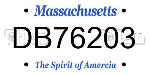 DB76203 Massachusetts License Plate