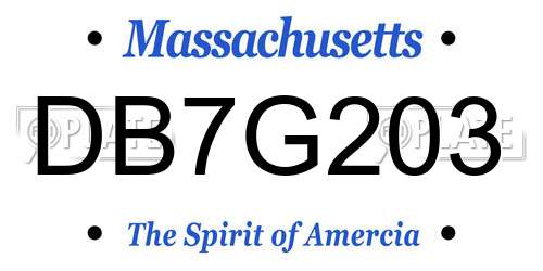 DB7G203 Massachusetts License Plate