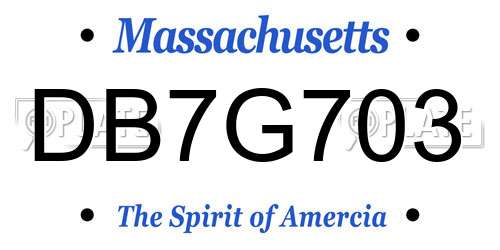 DB7G703 Massachusetts License Plate