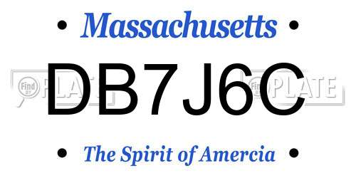 DB7J6C Massachusetts License Plate