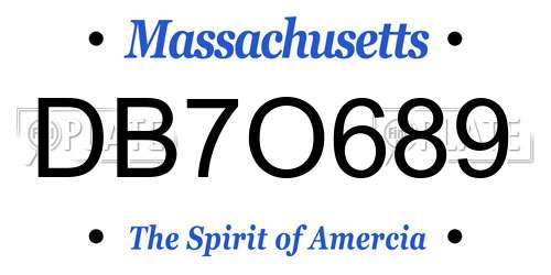 DB7O689 Massachusetts License Plate