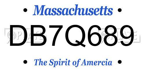 DB7Q689 Massachusetts License Plate