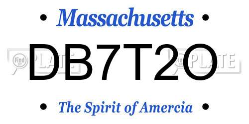 DB7T2O Massachusetts License Plate