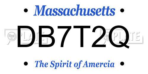 DB7T2Q Massachusetts License Plate