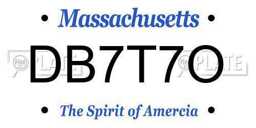 DB7T7O Massachusetts License Plate