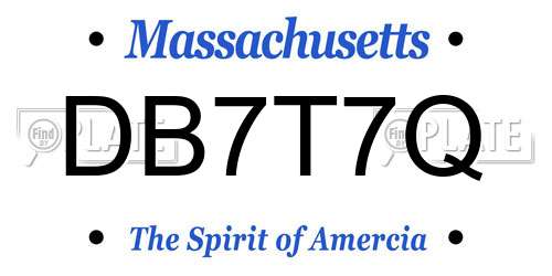DB7T7Q Massachusetts License Plate