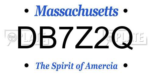 DB7Z2Q Massachusetts License Plate