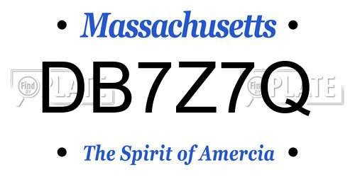 DB7Z7Q Massachusetts License Plate