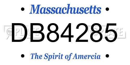 DB84285 Massachusetts License Plate