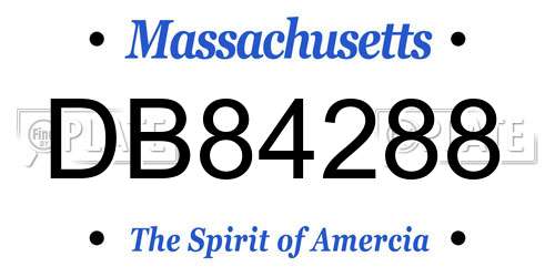 DB84288 Massachusetts License Plate