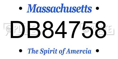 DB84758 Massachusetts License Plate