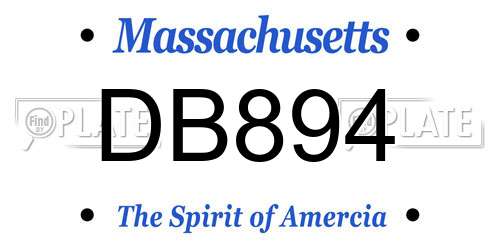 DB894 Massachusetts License Plate