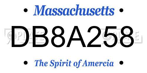 DB8A258 Massachusetts License Plate