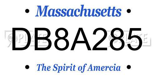 DB8A285 Massachusetts License Plate
