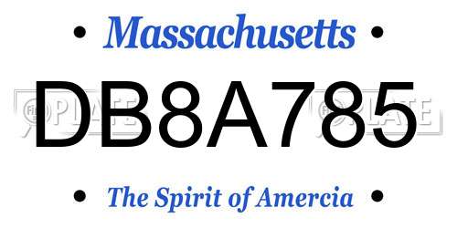 DB8A785 Massachusetts License Plate