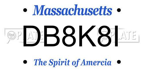 DB8K8I Massachusetts License Plate