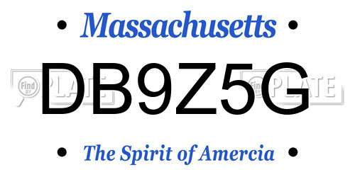 DB9Z5G Massachusetts License Plate