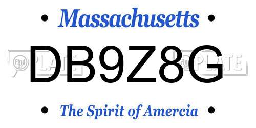 DB9Z8G Massachusetts License Plate