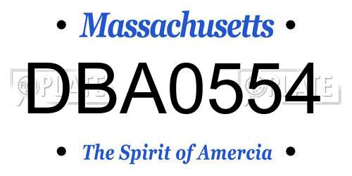 DBA0554 Massachusetts License Plate