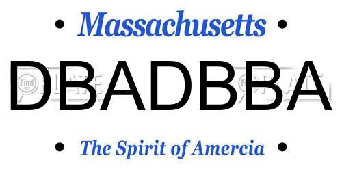 DBADBBA Massachusetts License Plate