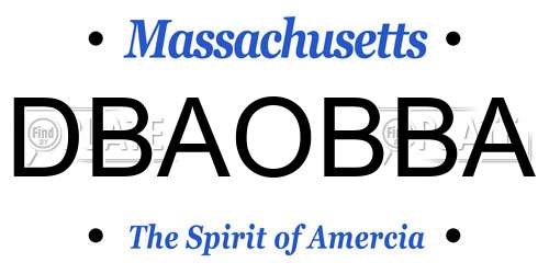 DBAOBBA Massachusetts License Plate