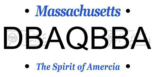 DBAQBBA Massachusetts License Plate