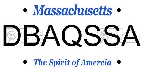 DBAQSSA Massachusetts License Plate