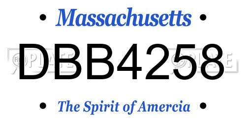 DBB4258 Massachusetts License Plate
