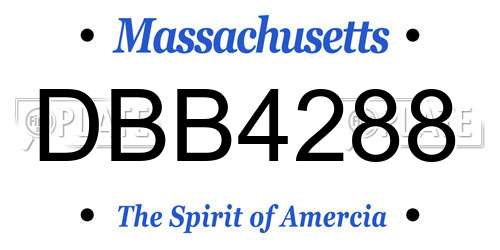 DBB4288 Massachusetts License Plate