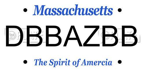 DBBAZBB Massachusetts License Plate