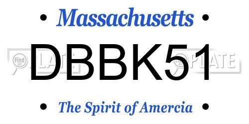 DBBK51 Massachusetts License Plate