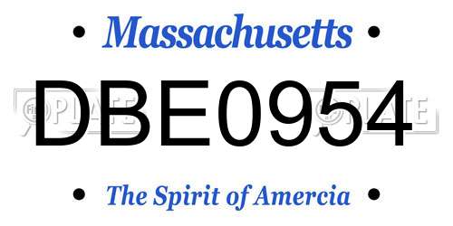 DBE0954 Massachusetts License Plate