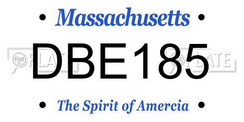 DBE185 Massachusetts License Plate