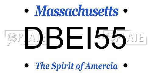 DBEI55 Massachusetts License Plate
