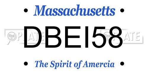 DBEI58 Massachusetts License Plate