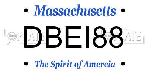 DBEI88 Massachusetts License Plate