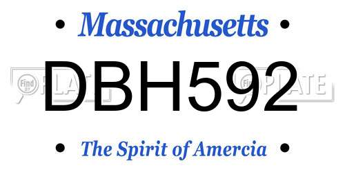 DBH592 Massachusetts License Plate