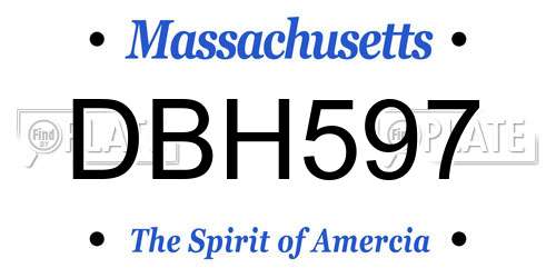 DBH597 Massachusetts License Plate