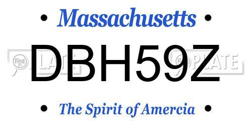 DBH59Z Massachusetts License Plate