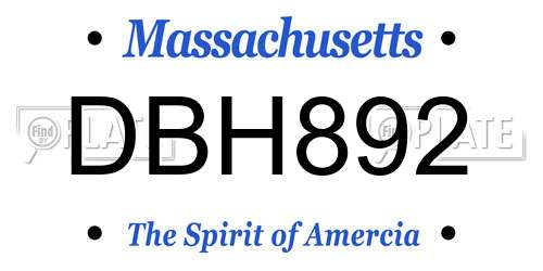 DBH892 Massachusetts License Plate