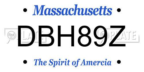 DBH89Z Massachusetts License Plate